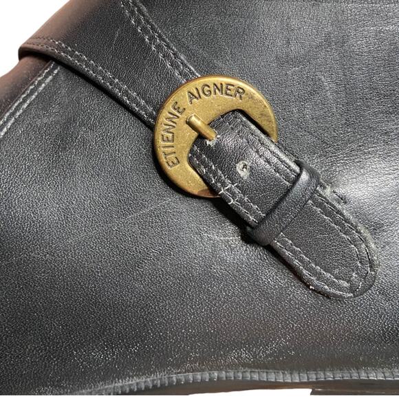 90s Vintage ETIENNE AIGNER Black Whitchy Boots size 8 Narrow - Picture 5 of 7